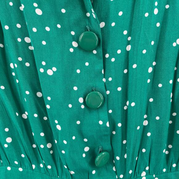 MODCLOTH X COLLECTIF Jumpsuit Size 2 Green Dots Retro Pinup Away You Go Vintage - Picture 7 of 14